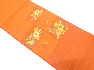 変わり織　草花模様織り出し袋帯